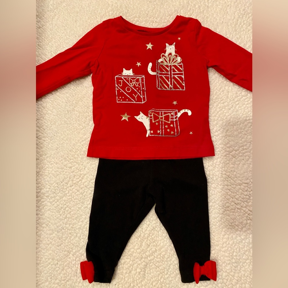 🎄Holiday Carter’s 6-month Kitty Outfit + Bow Pants 🐱